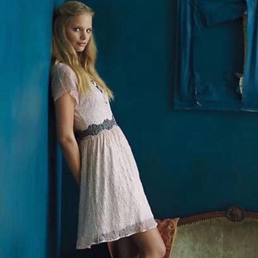 Anthropologie Weston Wear Frothed Dots Pink Dress